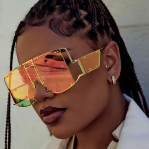 Champagne Color Rimless Riveted Sunglasses